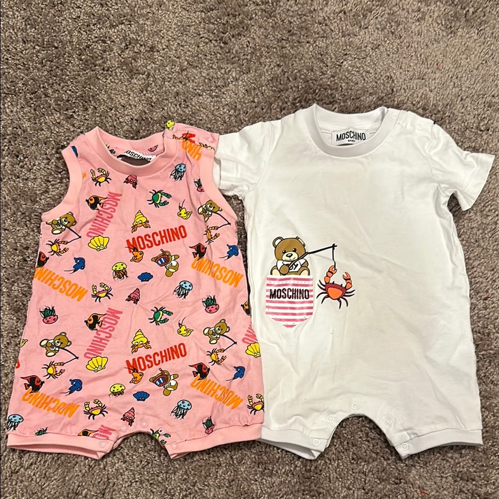 Moschino Baby Romper Set - Pink and White